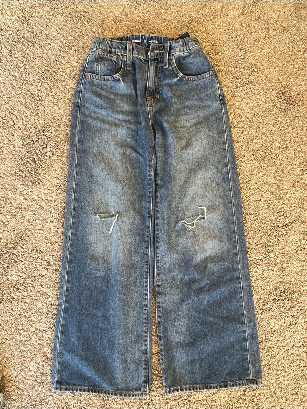 Old Navy Distressed Wide-Leg Jeans - Blue